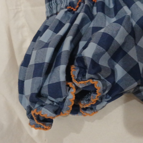 Classic whimsy pumpkin  check pattern one piece blue 18 months. - Picture 6 of 9